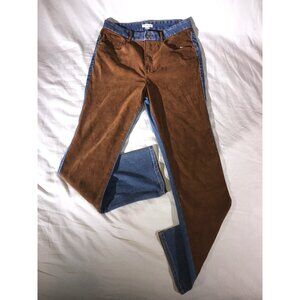 Good American Women's Two-Tone Brown Faux Suede/ Blue Denim Jeans Indigo 081